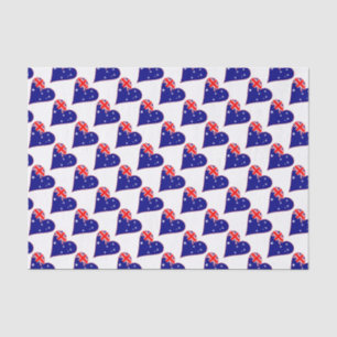 Funky Australia Heart Flag Red Border Tiled Tissue Paper