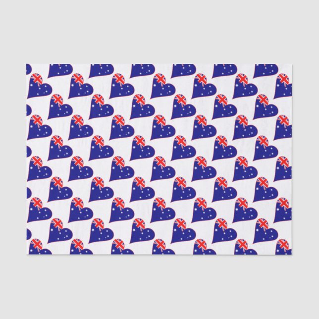 Funky Australia Heart Flag Red Border Tiled Tissue Paper (Front)