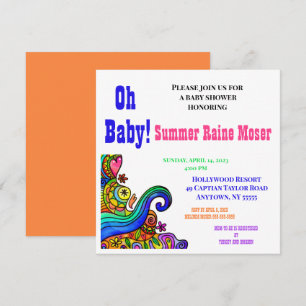 FUNKY Baby Shower invitation, Gender Neutral, Hip  Invitation