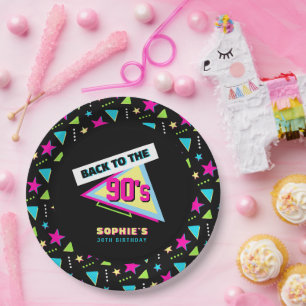 Funky Back To The 90s Retro 30th Birthday Party Paper Plate