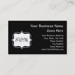 Funky Backside Zebra Black/White Monogram Business Card