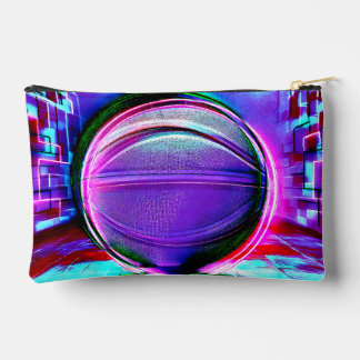 Funky basketball purple and pink design accessory pouch