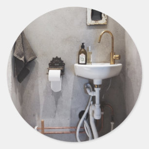 Funky Bathroom Classic Round Sticker