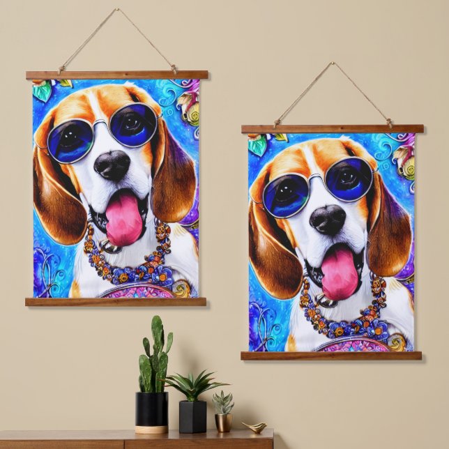 Funky Beagle Dog Hanging Tapestry (Asymmetrical)