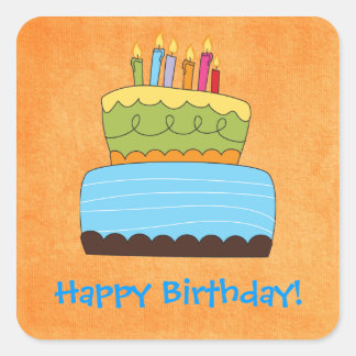 Funky Birthday Cake Happy Wishes Sticker