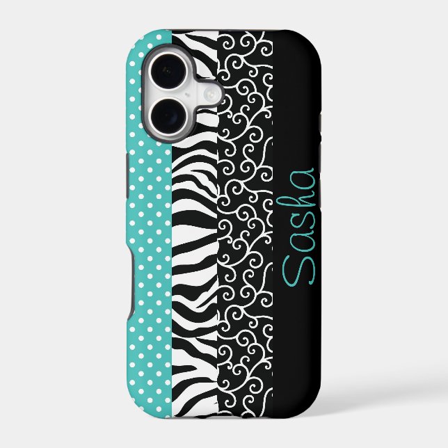 Funky Black and Blue Patterns Personalised (Back)