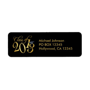 Funky Black and Gold Class of 2013 Return Address Label