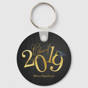 Funky Black and Gold Class of 2019 Graduations Key Ring