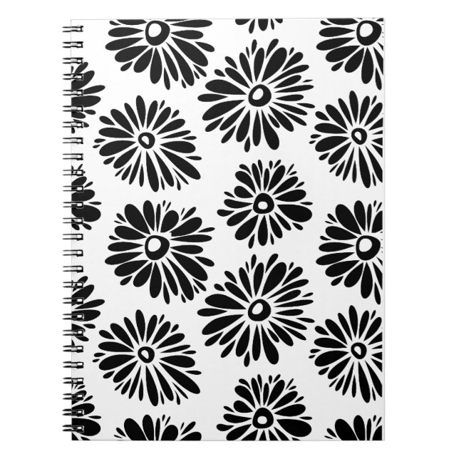 Funky Black and white floral Notebook (Front)
