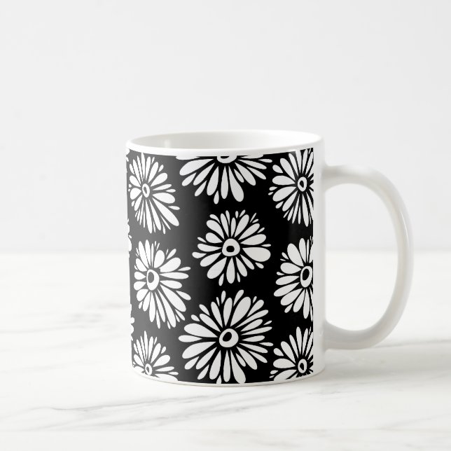 Funky Black and white flowers Coffee Mug (Right)