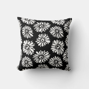 Funky Black and white flowers Cushion