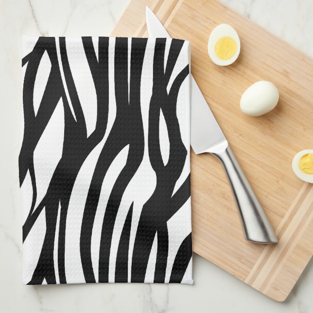 Funky Black and White Zebra Print Tea Towel (Quarter Fold)