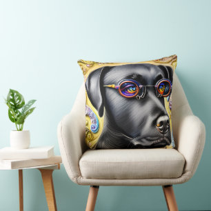Funky Black Labrador Cushion