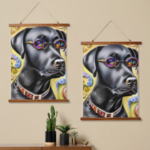 Funky Black Labrador Hanging Tapestry