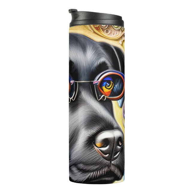 Funky Black Labrador Thermal Tumbler (Rotated Right)