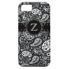Funky Black Paisley Monogrammed Phone Case