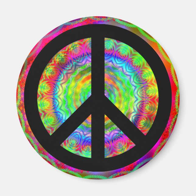 Funky Black Peace Sign Magnet (Front)