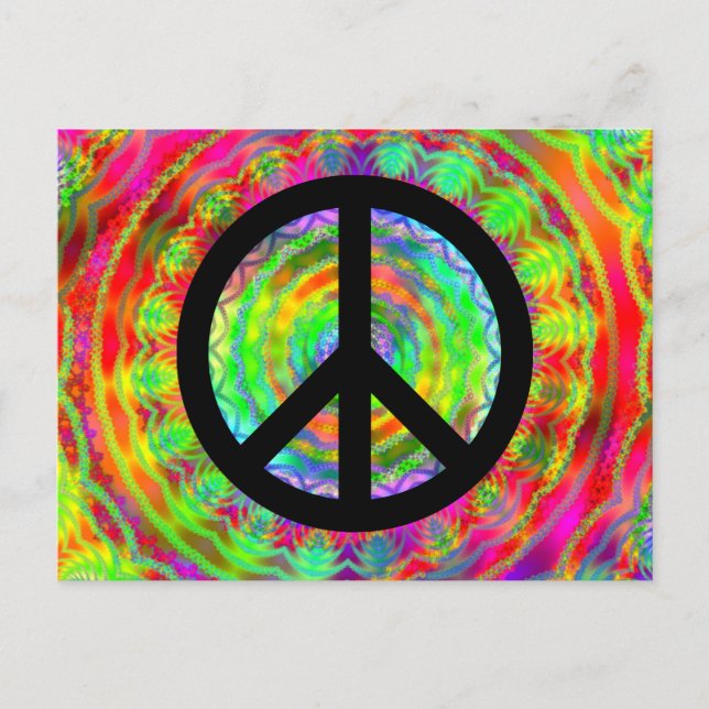 Funky Black Peace Sign Postcard (Front)