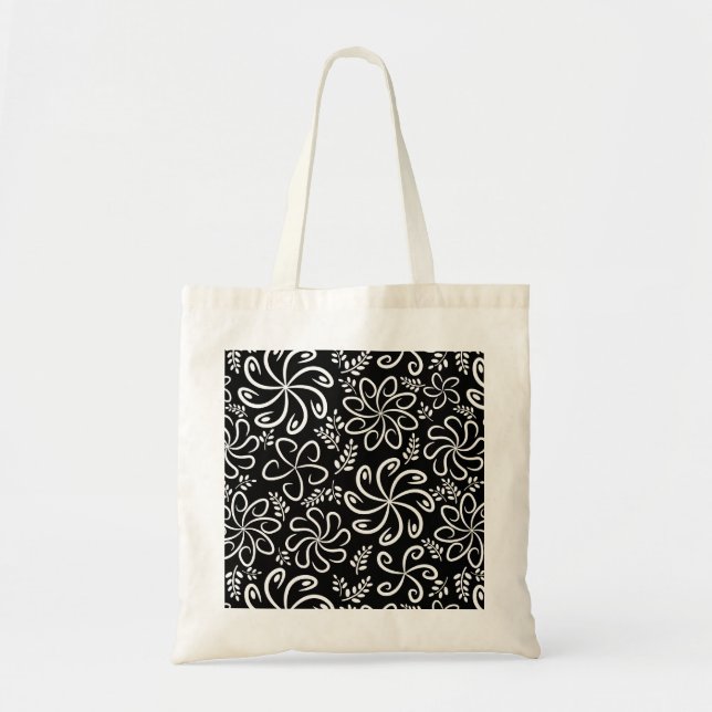 Funky black white flowers Bag (Front)