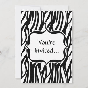 Funky Black/White Zebra Monogram Invitation