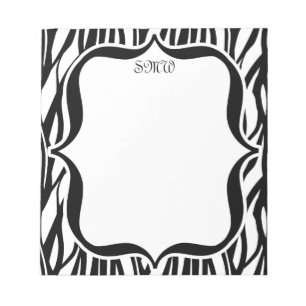 Funky Black/White Zebra Monogram Notepad