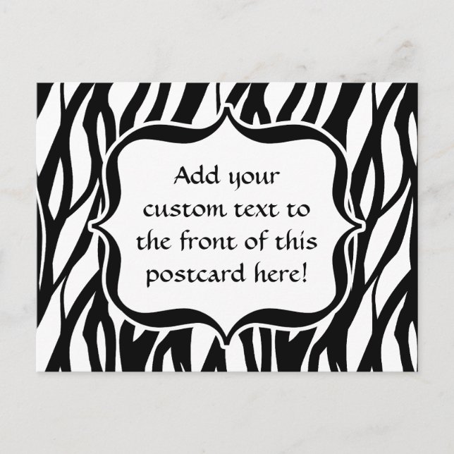 Funky Black/White Zebra Monogram Postcard (Front)