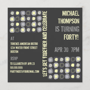 Funky Blocks Adult Birthday Party Invitation