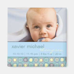 Funky Blocks Baby Photo Magnet