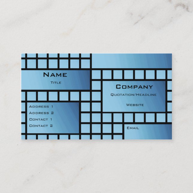 Funky Blocks Business Card, Deep Blue Card (Front)