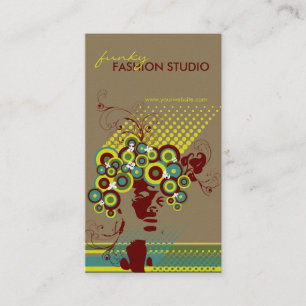 Funky Bloom Hair Floral Mod Circles Retro Abstract Business Card