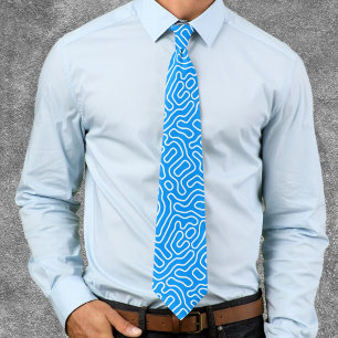 Funky Blue And White Pattern   Tie