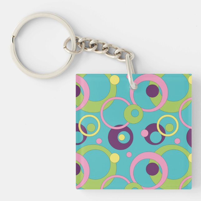 Funky Blue Circles Acrylic Keychain (Front)
