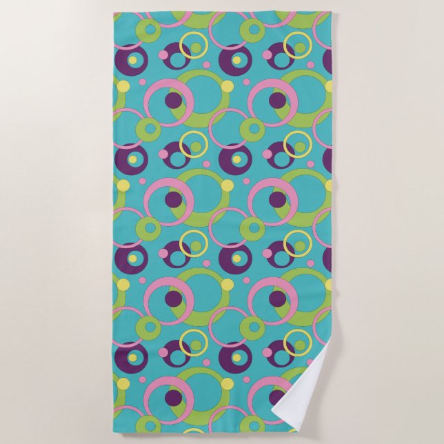 Funky Blue Circles Beach Towel (Front)