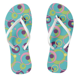 Funky Blue Circles Flip Flops