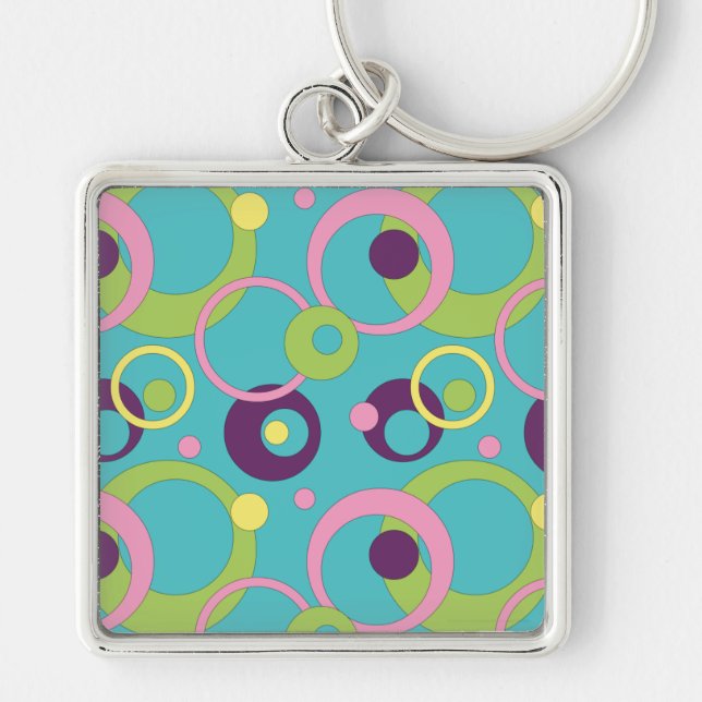 Funky Blue Circles Keychain (Front)