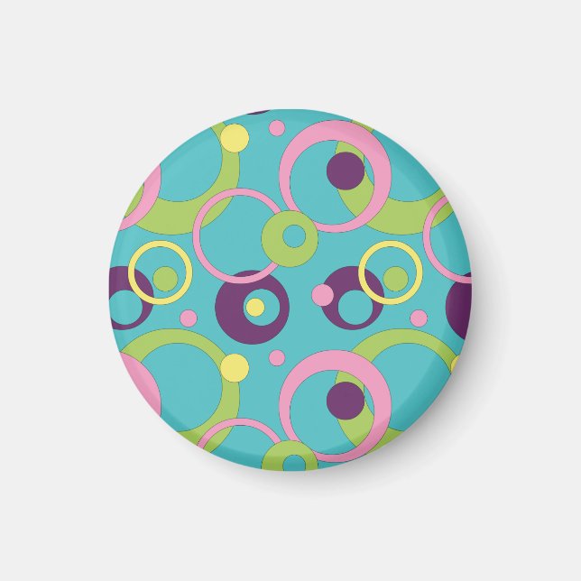 Funky Blue Circles Magnet (Front)