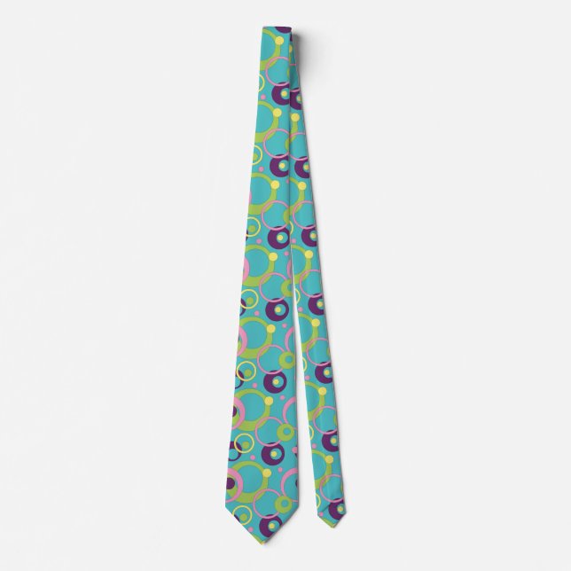 Funky Blue Circles Men's Neck Tie (Front)
