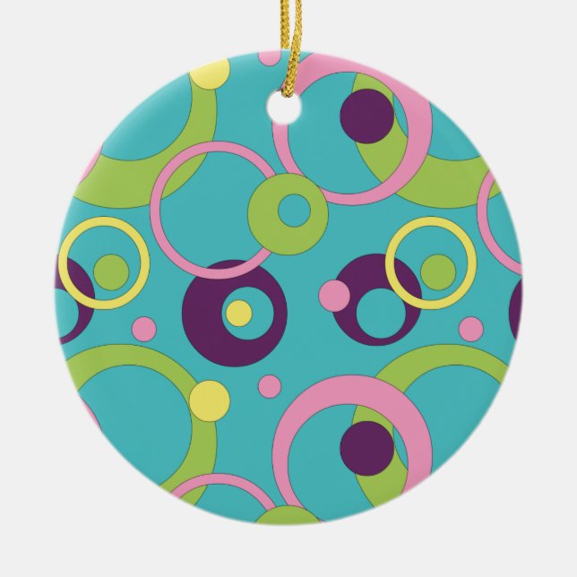 Funky Blue Circles Ornament (Front)