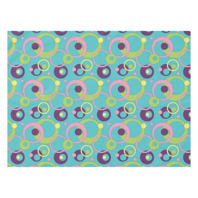 Funky Blue Circles Tablecloth (Front (Horizontal))