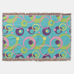Funky Blue Circles Throw Blanket
