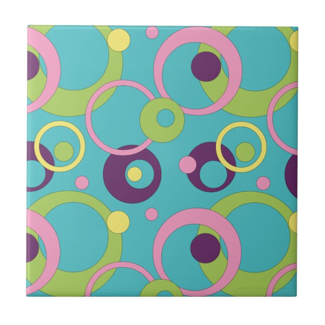 Funky Blue Circles Tile (Front)