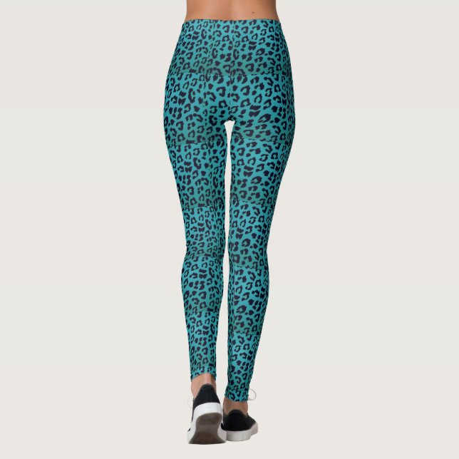 Funky Blue Leopard Print Leggings (Back)