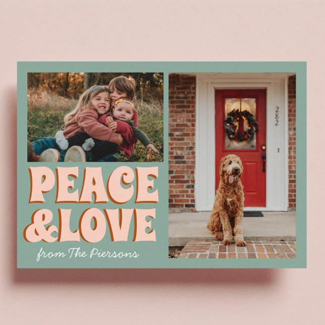 Funky Blue Pink Funny Cute Photo Christmas Card (Creator Uploaded)