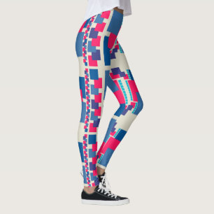 Funky Blue+Pink Square Pattern Leggings ★Psydefx★