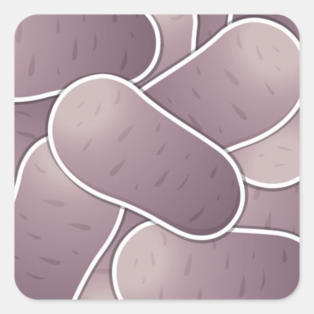Funky blue potato square sticker (Front)