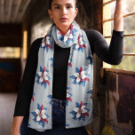 Funky Blue Red White Poinsettia Chiffon Scarf<br><div class="desc">A collection of beautiful scarves with Funky Poinsettias in various colours with a matching background.  Very elegant as a gift or for yourself.</div>