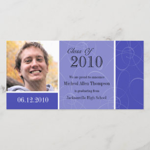 Funky Blue Swirl Graduation Photo Card