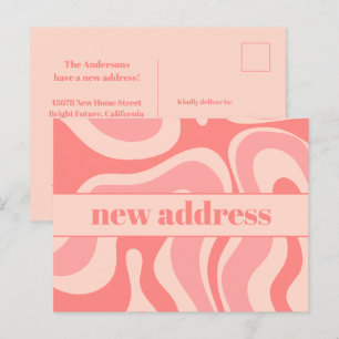 Funky Blush Swirl New Address Postcard