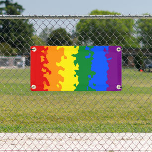 Funky Boho Abstract Gay Rainbow Mosaic Pride Flag Banner