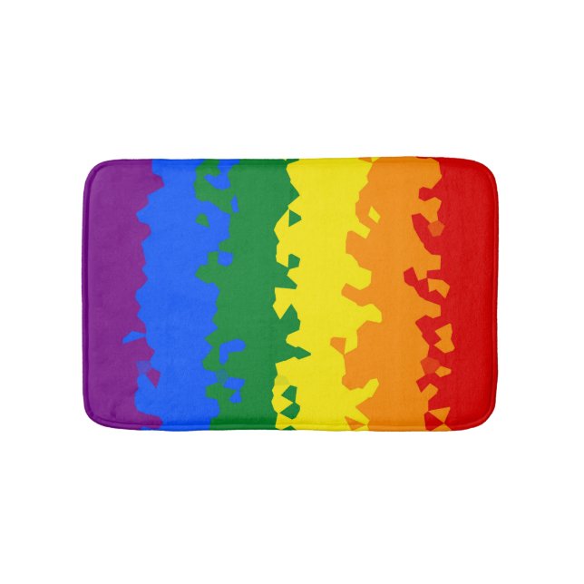 Funky Boho Abstract Gay Rainbow Mosaic Pride Flag Bath Mat (Front)